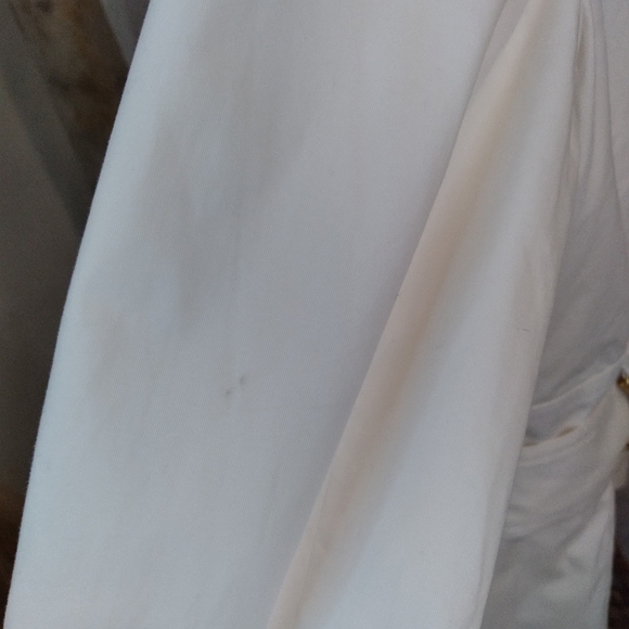 white w/ gold details utility style belted button up lined jacket - Picture 4 of 10